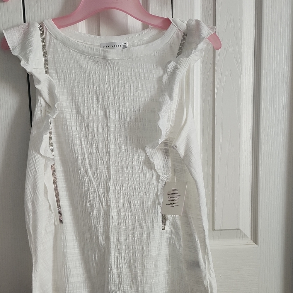 White Ruffled Sleeveless Top